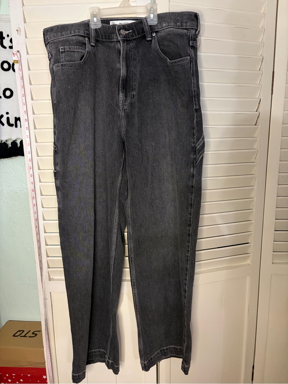 Men’s 36X34 Hollister Black Washed Super Baggy Jeans